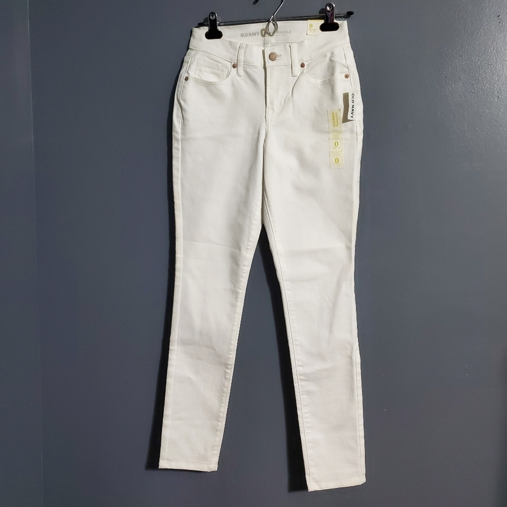NWT Old Navy Famous White Skinny Womens Jeans Curvy Mid Rise Size 0